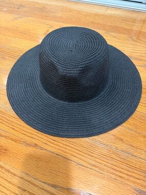 Madewell Black Wide-Brim Straw Hat M/L